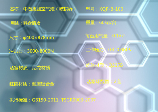 中石集團空氣炮技術參數(shù)